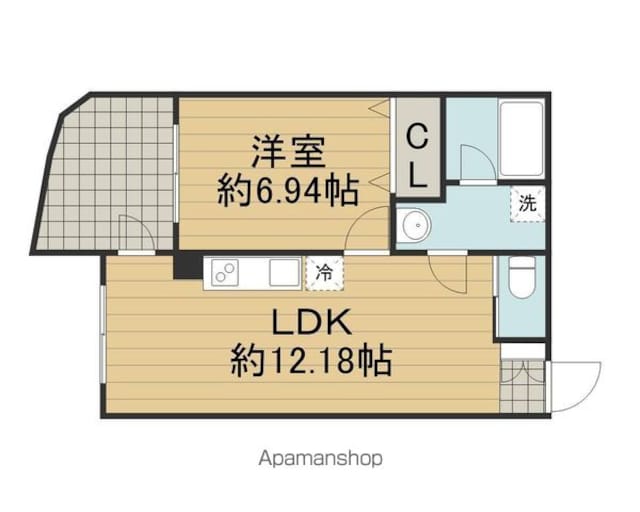 東京都調布市布田４丁目[1LDK/39.44m2]の間取図
