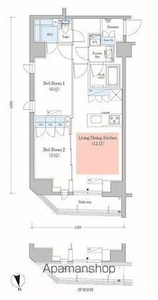 アーバネックス日本橋馬喰町[2LDK/52.78m2]の間取図