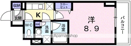 広尾ビューヒルズ[1K/29.45m2]の間取図