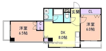 グリーンヴィラ新谷[2DK/40m2]の間取図