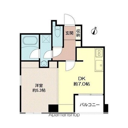 フュージョンハイツ浜町[1LDK/33.76m2]の間取図