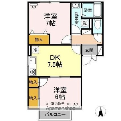 フレマリール若宮　ＡＢＣＤ[2DK/50.2m2]の間取図