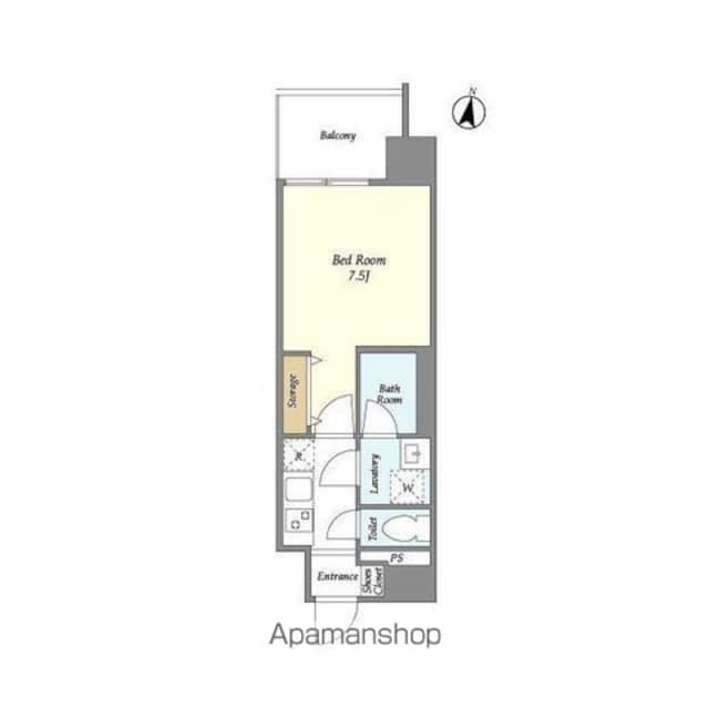 東京都新宿区北新宿４丁目[1K/25.13m2]の間取図