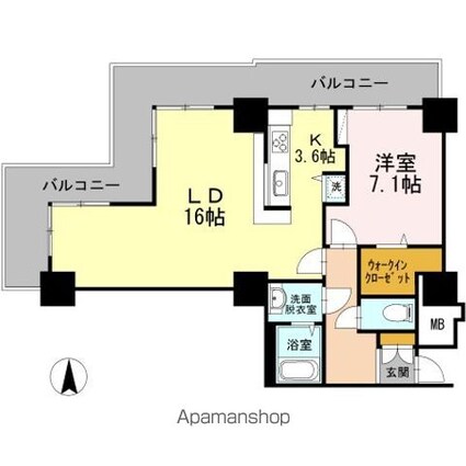 品川シーサイドビュータワー　Ⅰ[1LDK/65.29m2]の間取図