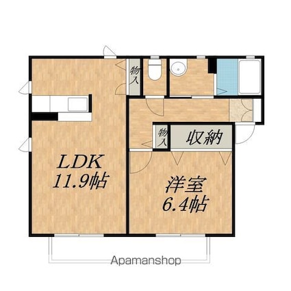 長野県飯田市上郷別府[1LDK/46.79m2]の間取図