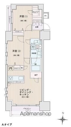 エスティメゾン錦糸町Ⅱ[2LDK/64.91m2]の間取図