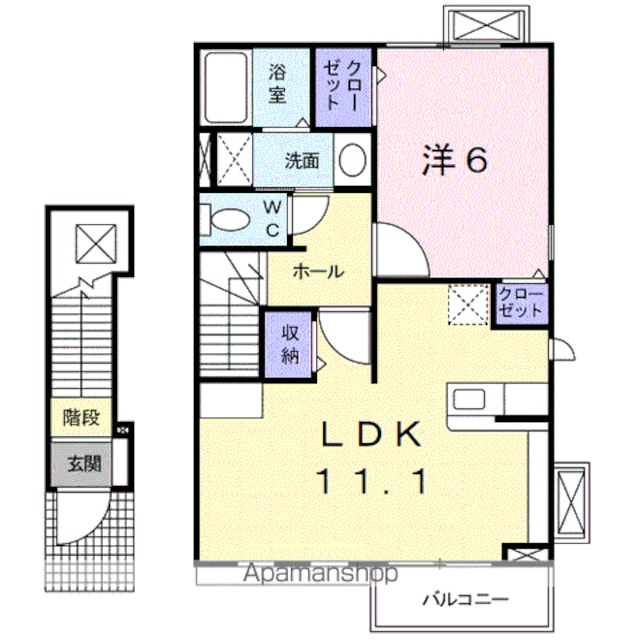 ジェイド　Ⅰ[1LDK/46.09m2]の間取図