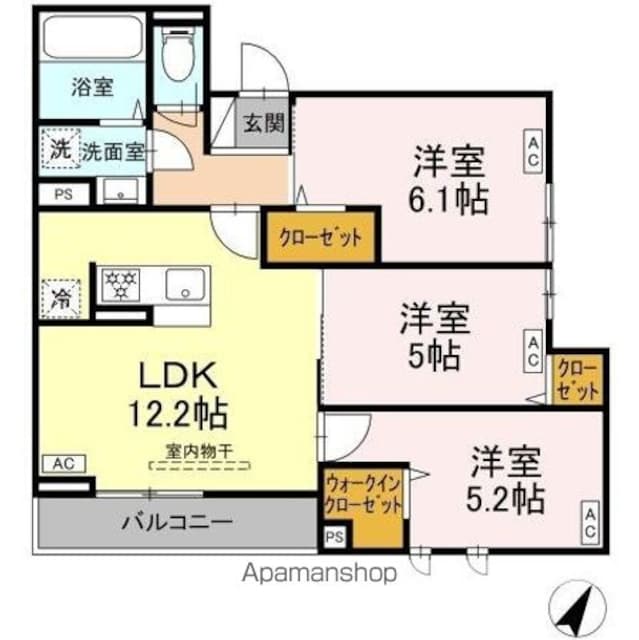 セレスティア荻窪[3LDK/63.09m2]の間取図
