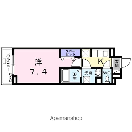 ヴィラージュ北沢[1K/27.9m2]の間取図