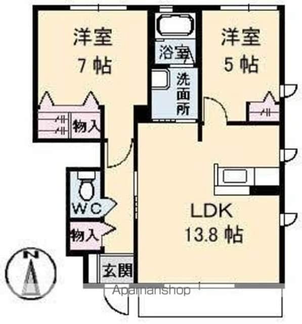 香川県高松市三名町[2LDK/58.27m2]の間取図