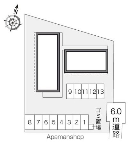 レオパレス一番町[1K/19.87m2]の配置図