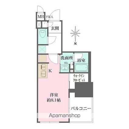 ルフォンプログレ元浅草マークス[1R/25.62m2]の間取図