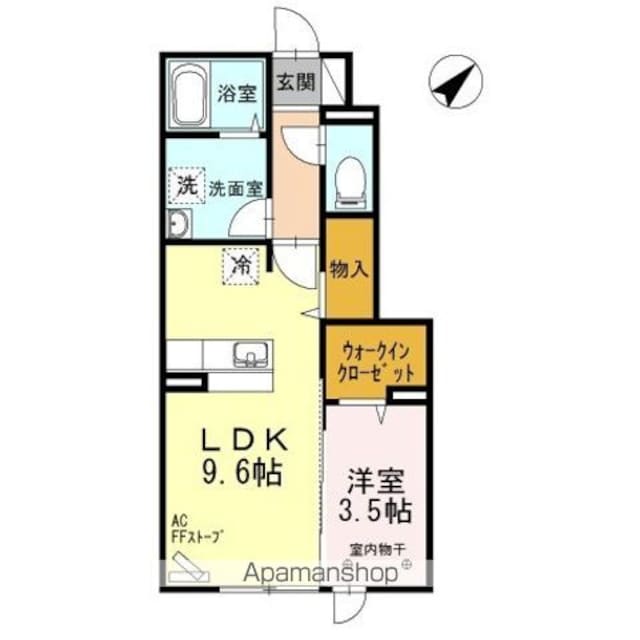 アリエスカ三内[1LDK/37.08m2]の間取図