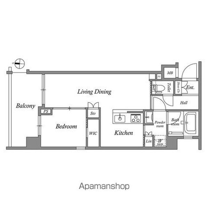 レジデンス菊川スクエア[1LDK/40.66m2]の間取図