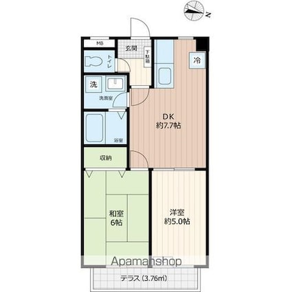 ドリームメゾン[2DK/41.65m2]の間取図