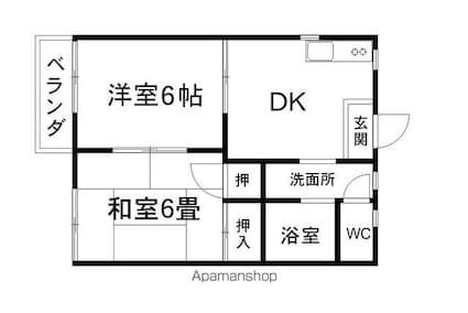 ハイツ平野屋[2DK/40.14m2]の間取図