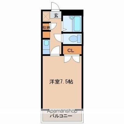 ベルトピア宮崎７[1K/24.8m2]の間取図