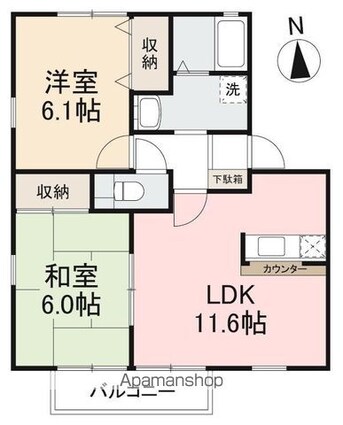 フォブール札場Ａ・Ｂ[2LDK/52.99m2]の間取図