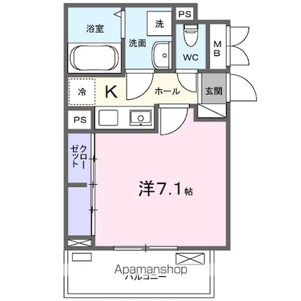 フェリオ　ヴィエント[1K/25.83m2]の間取図