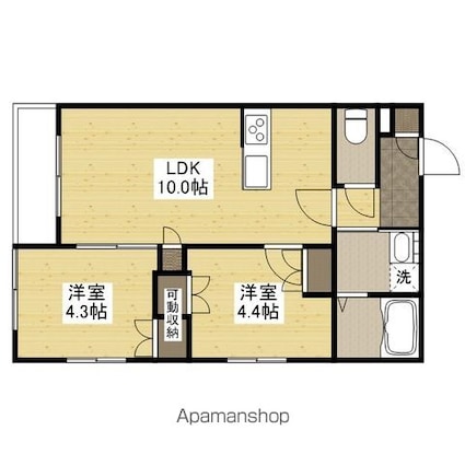 広島県広島市西区古江新町[2LDK/45.69m2]の間取図