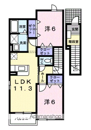 フォーリーフＤ[2LDK/58.48m2]の間取図