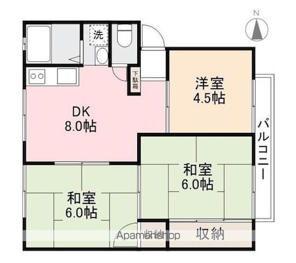 パナハイツさむしんぐ[3DK/51.82m2]の間取図