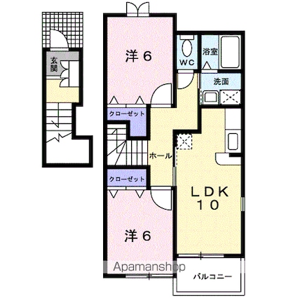 メゾン　カメガワ[2LDK/57.22m2]の間取図