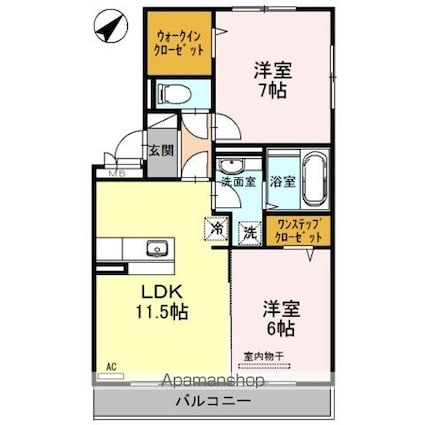 ウエストゲート[2LDK/58.37m2]の間取図