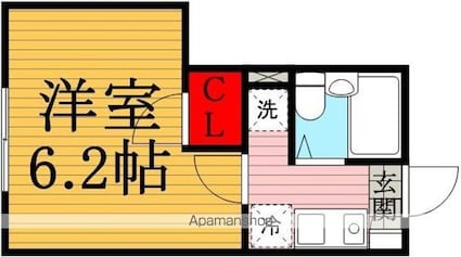 東京都目黒区東が丘１丁目[1K/16.83m2]の間取図