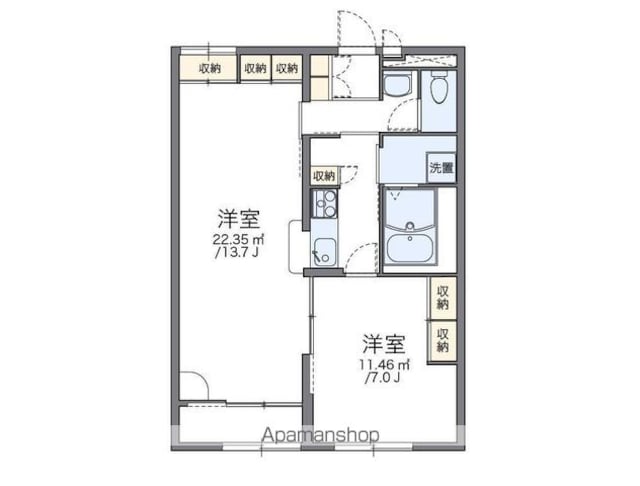 レオパレスきじの里Ｇ[1LDK/48.44m2]の間取図