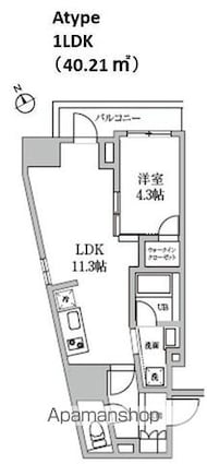 レジディア日本橋馬喰町Ⅱ[1LDK/40.21m2]の間取図