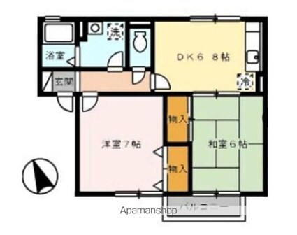 コーポＷａｄａ　Ｂ棟[2DK/47.99m2]の間取図