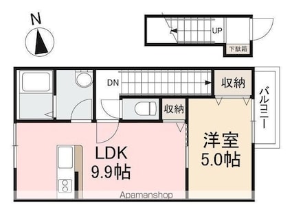 ルミエール元山Ⅰ[1LDK/37.26m2]の間取図
