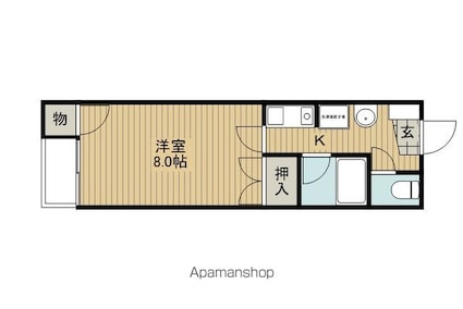 セブンスターハイツすわ[1K/25.72m2]の間取図