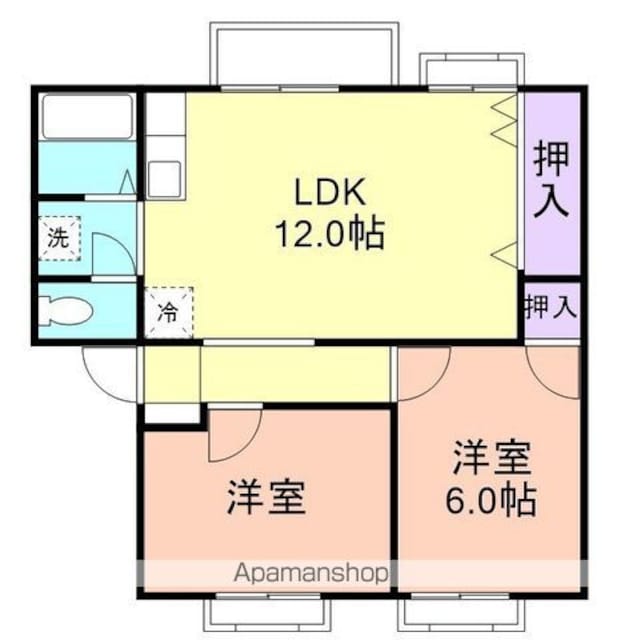 ローズアベニュー[2LDK/51m2]の間取図