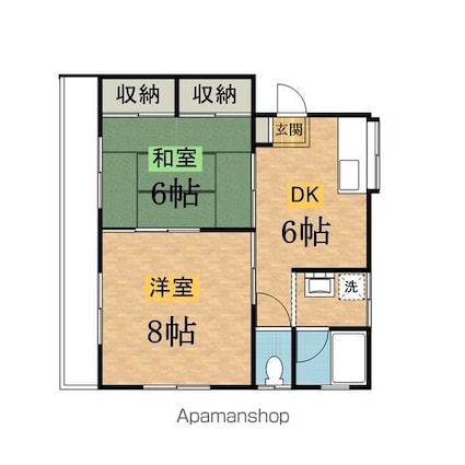 サンハイム峰岸[2DK/43.62m2]の間取図