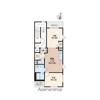 代々木ヴィラージュ[2LDK/51.52m2]の間取図