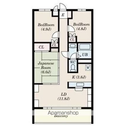 グランドール一橋学園Ⅰ[3LDK/72m2]の間取図