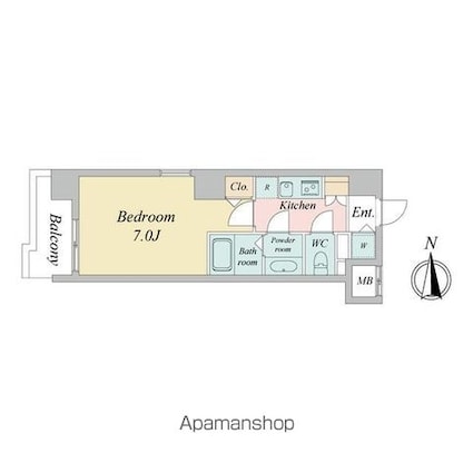 ドゥーエ蒲田[1K/23.57m2]の間取図