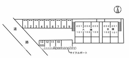 セフィラ北斉院　Ｂ棟[2DK/40.54m2]の配置図