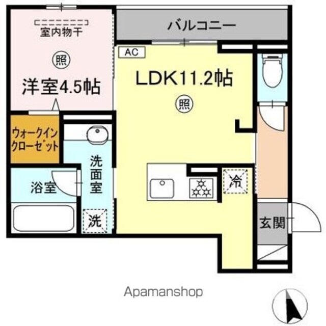 サンコートＨＩＫＡＲＩ[1LDK/41m2]の間取図