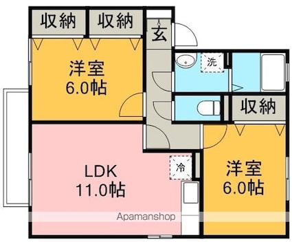 ウールクロッシェＢ[2LDK/55.44m2]の間取図