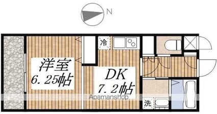 東京都福生市大字熊川[1DK/32.76m2]の間取図
