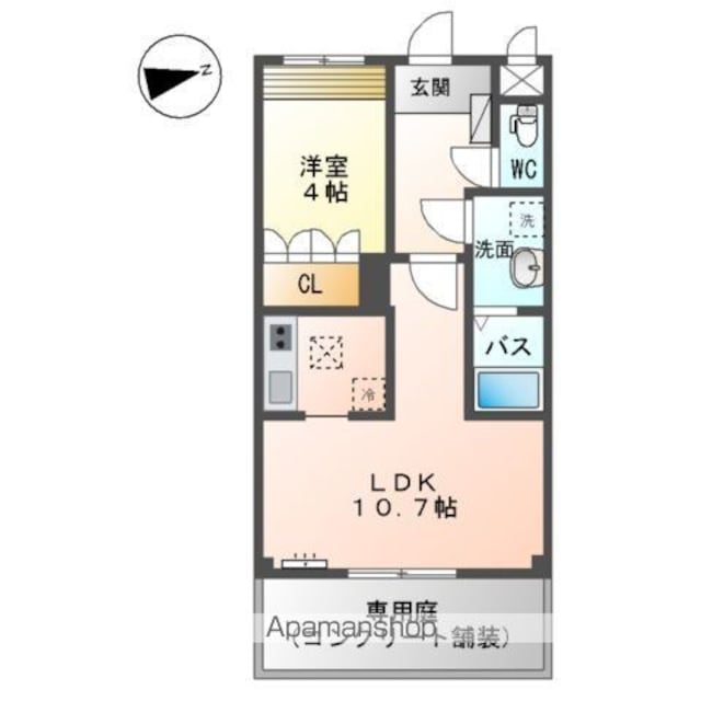 フォレストヴィラ[1LDK/36m2]の間取図