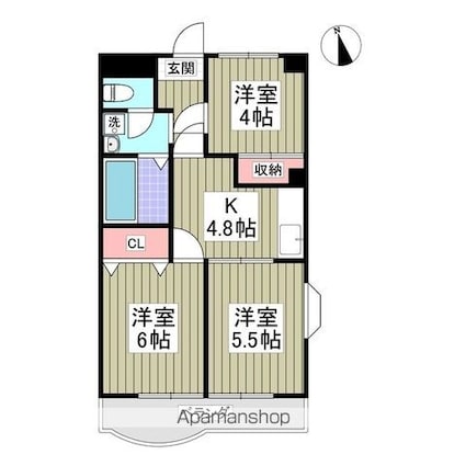 Ｔ．ｈａｍハイツ花園[3K/47.5m2]の間取図