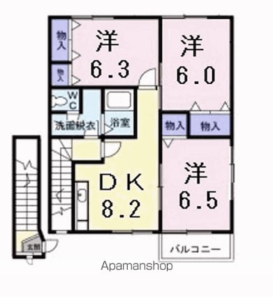 モルティ・メゾン　Ⅰ[3DK/64.97m2]の間取図