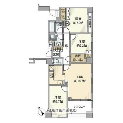 東京都文京区本駒込５丁目[3LDK/76.96m2]の間取図