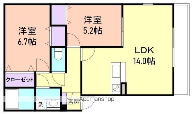 和歌山県和歌山市六十谷[2LDK/64.41m2]の間取図