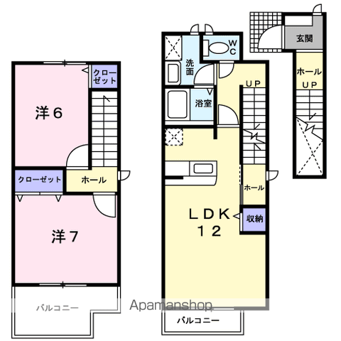 【岐阜市三田洞東のアパートの間取り】