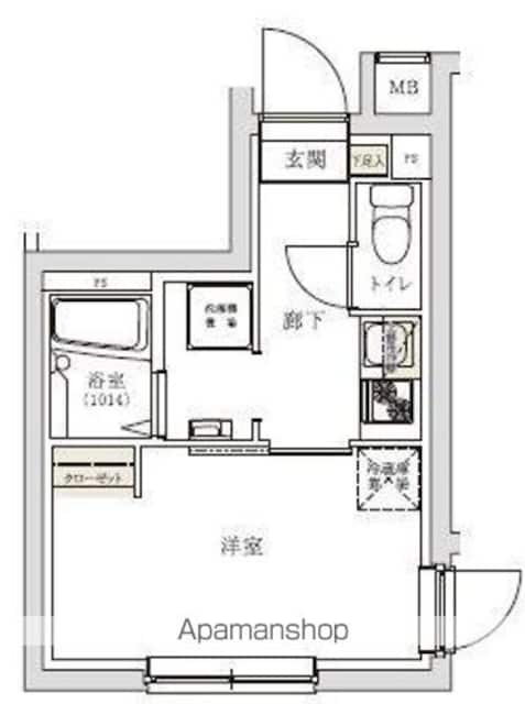 スペリオール新宿[1K/19.03m2]の間取図